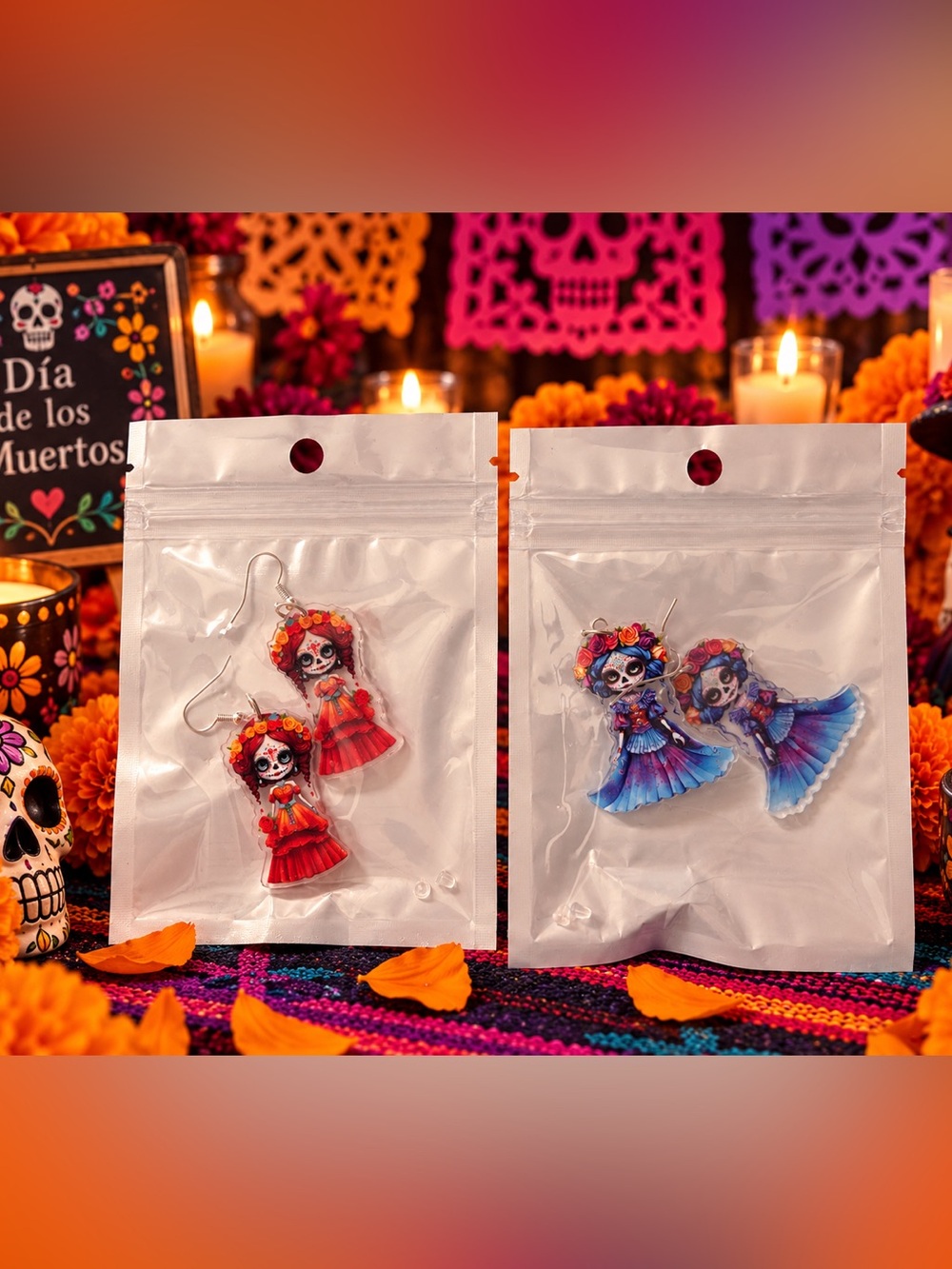 Día de los Muertos / Day of the Dead Dangle Earrings - 2 Pair Bundle